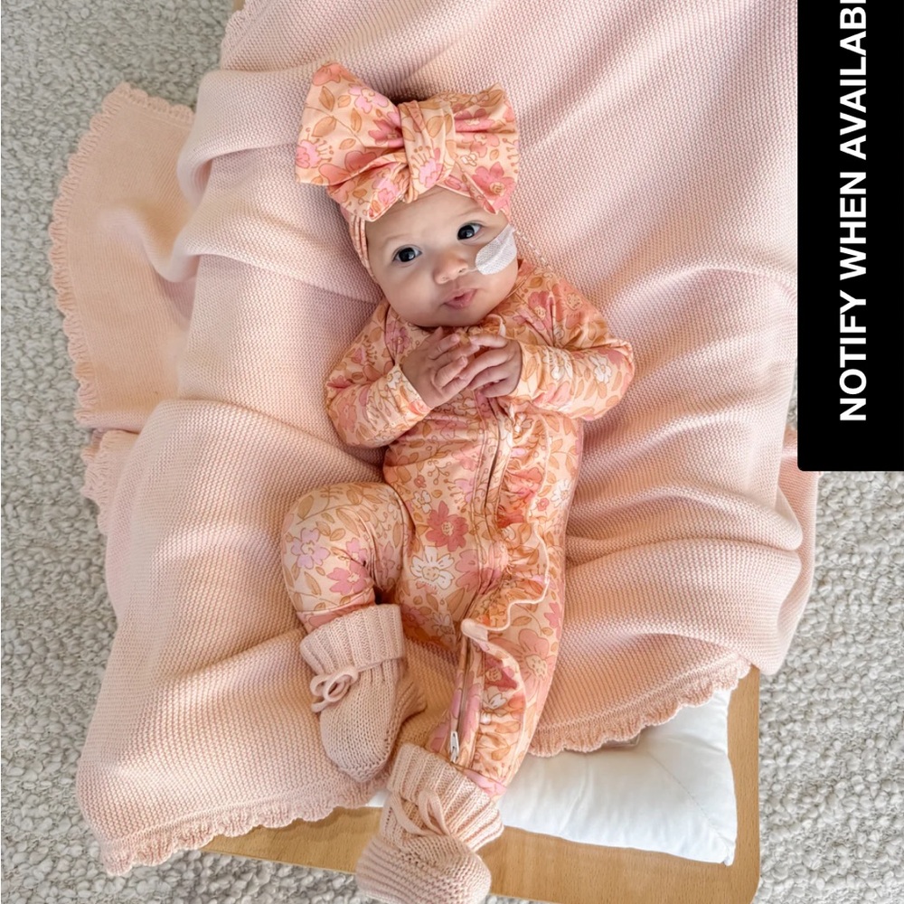Little & Fern Frill Zip Romper | Goldie Floral 6-12 months